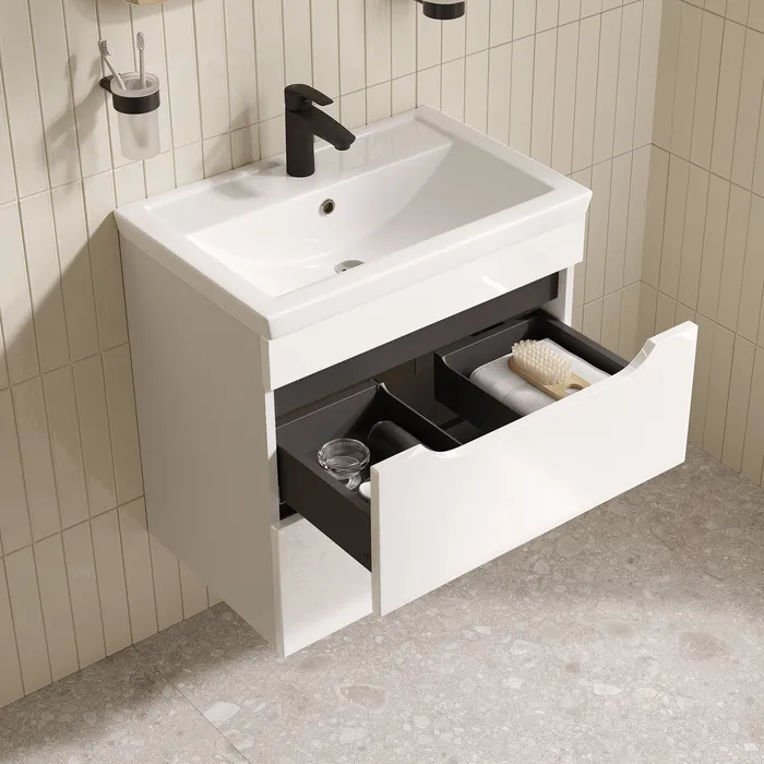 Тумба с умывальником, подвесная, 60 см, белый, Ray, IDDIS, RAY60W0i95K