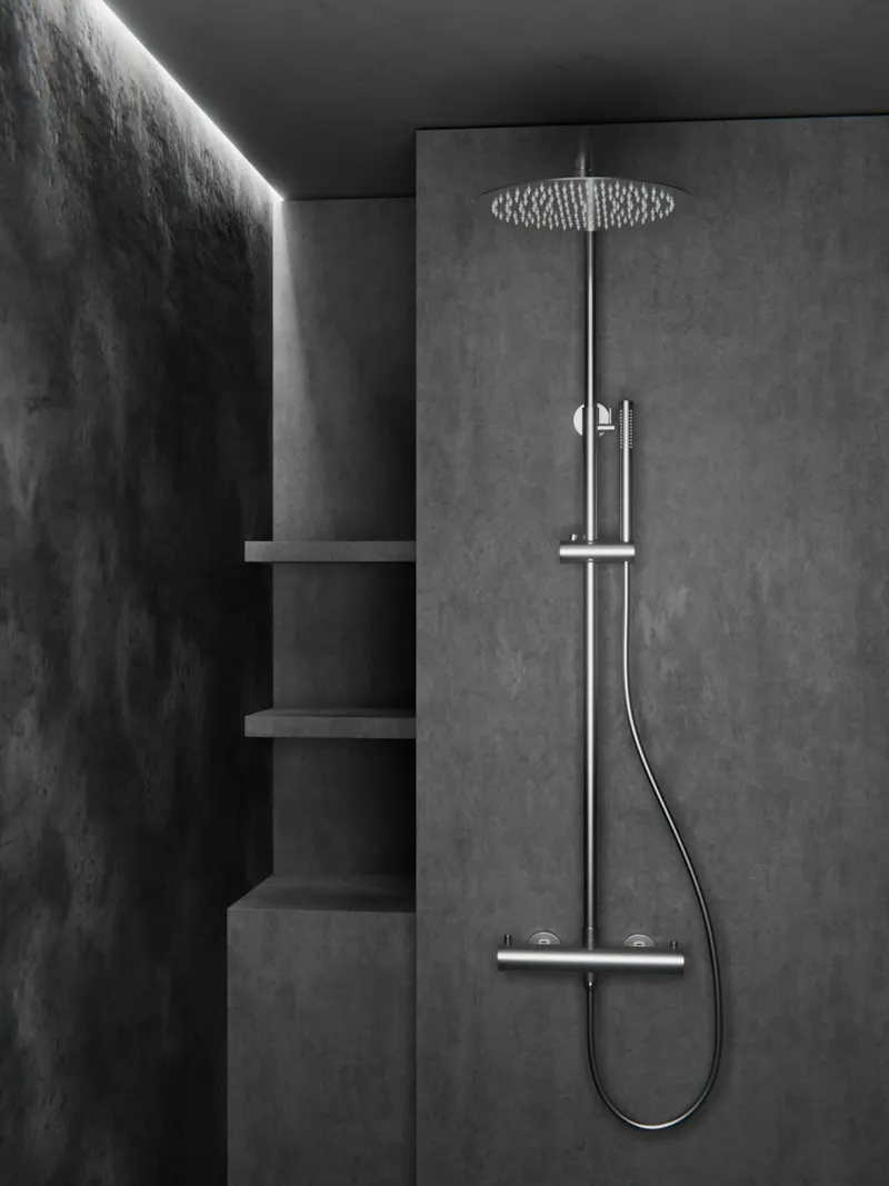 Душевая система с термостатом Knotlor SS-24, сатин