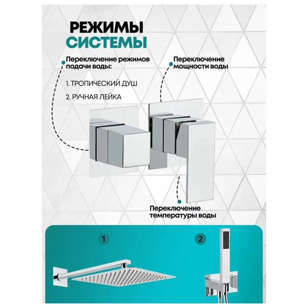 Душевая система встраиваемая (без излива) Grocenberg GB5080CR, хром