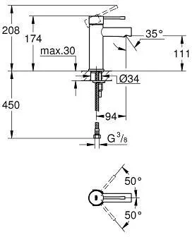 Смеситель для раковины GROHE Essence New стандартный, хром (арт. 34294001)