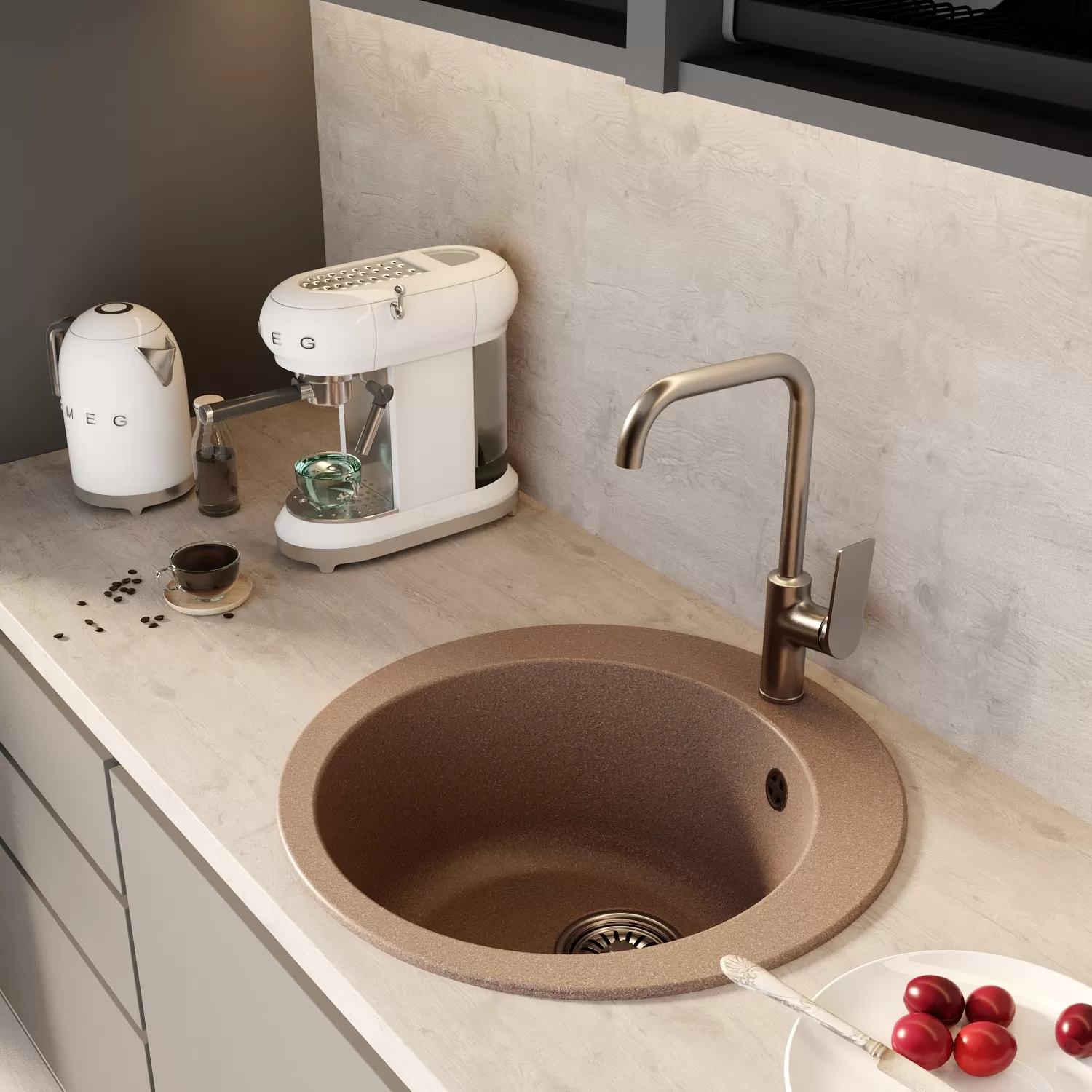 Мойкa MIXLINE ML-GM13 круглая  терракотовая (307) 495мм (глуб. чаши 200) NEW (551889)