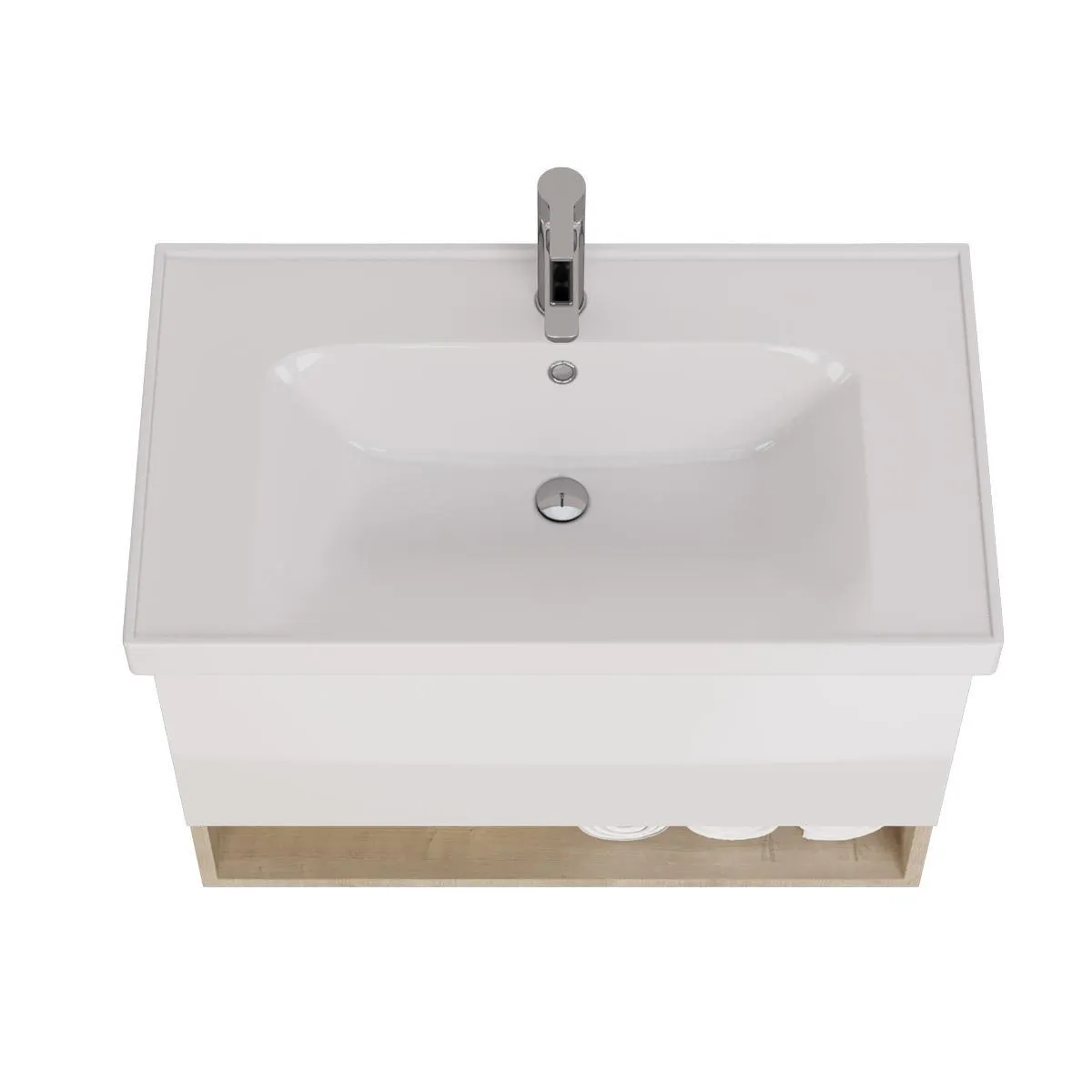 Тумба под раковину подвесная Dreja Perfecto 90 см, дуб эврика/белый