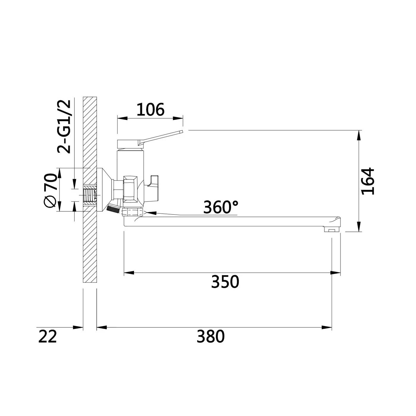 Смеситель для ванны D-Lin D147364-A, черный
