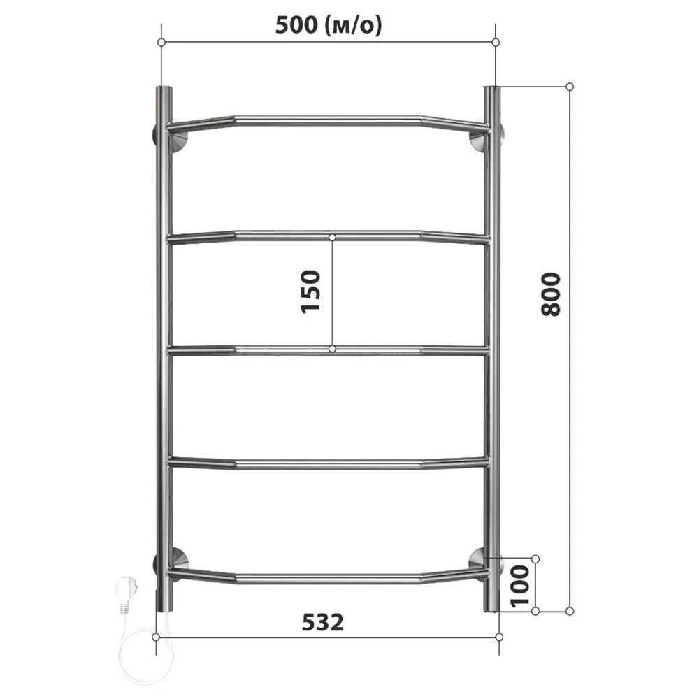 Полотенцесушитель электрический Stelmix 80x50 см, трапеция