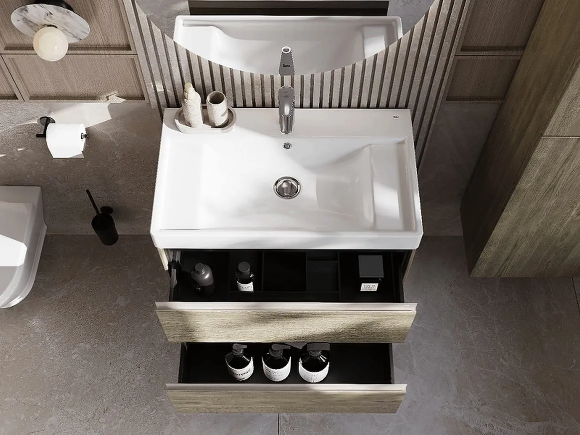 857630511 Roca ONA модуль для раковины 800 мм, 785x450x565 мм, с 2 ящиками, темный вяз