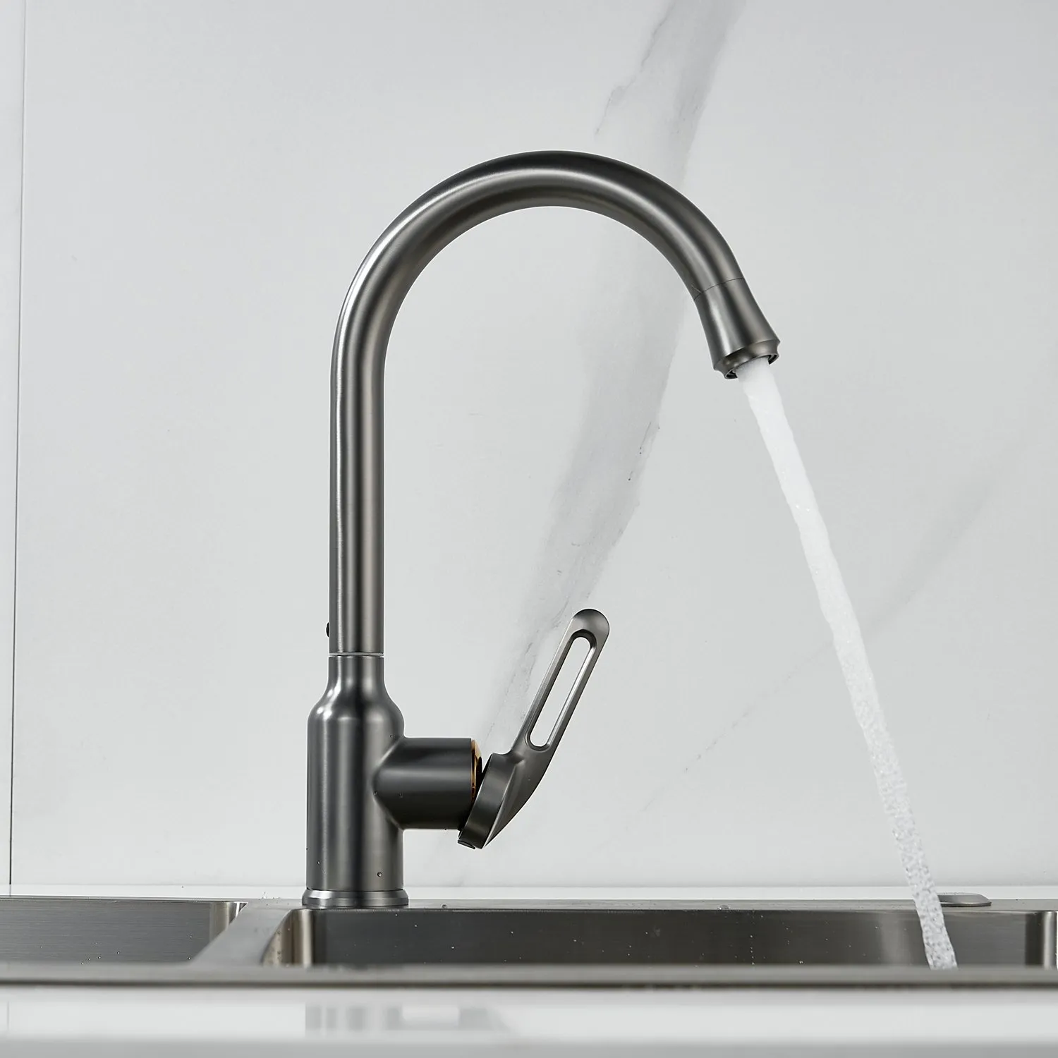 Смеситель для кухни Raffine F103T, оружейная сталь