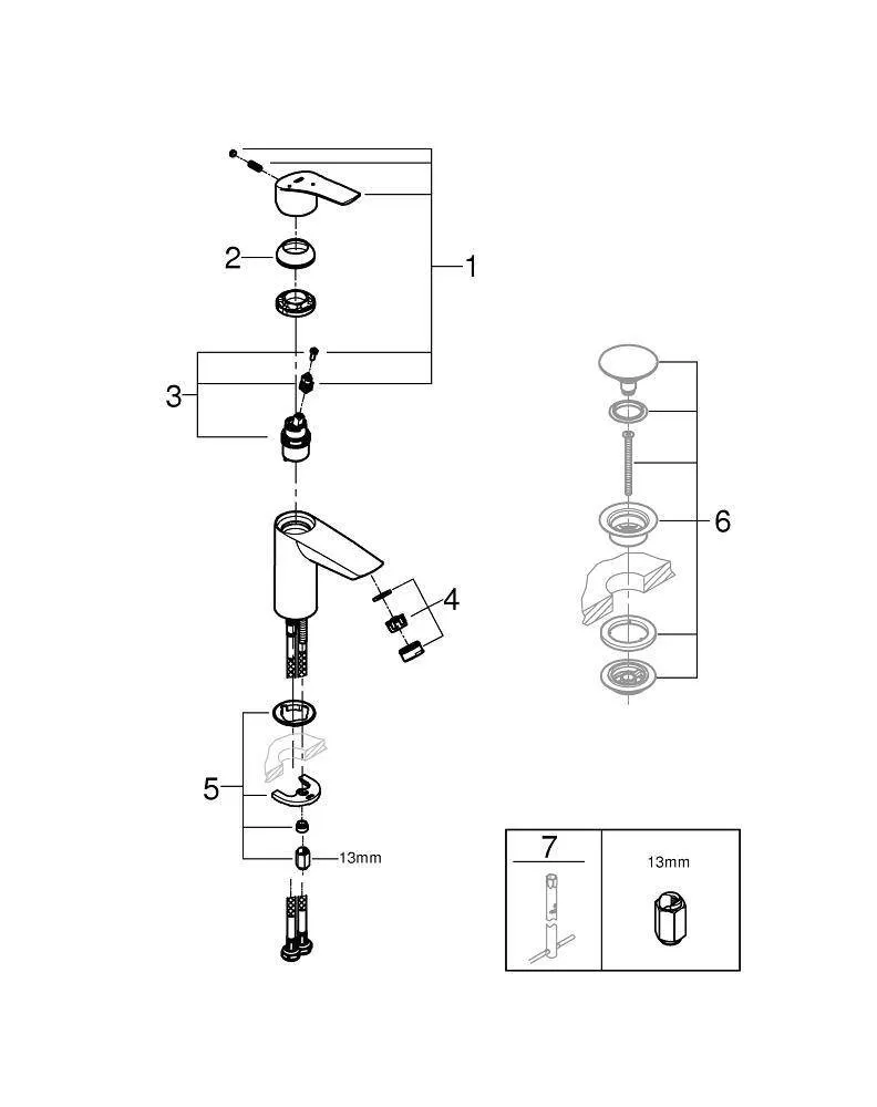 Смеситель для раковины Grohe Eurosmart 32154002