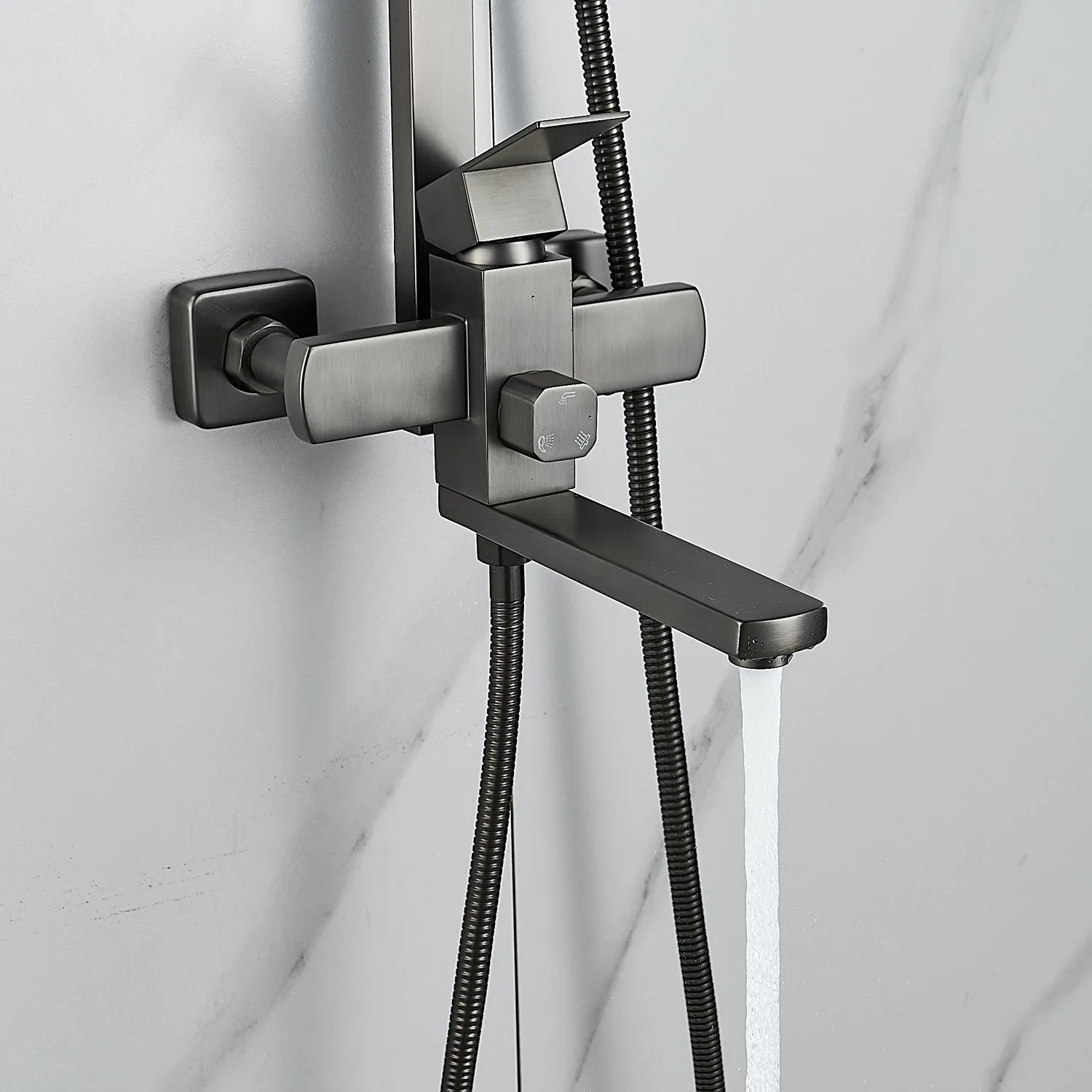 Душевая система Shevanik S7036T, оружейная сталь