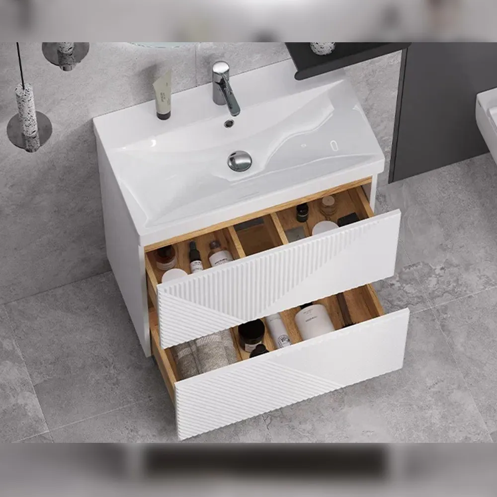 Тумба с раковиной напольная Velvex Edge tn.EDG.9696.70.2Y белый глянец, 70 см