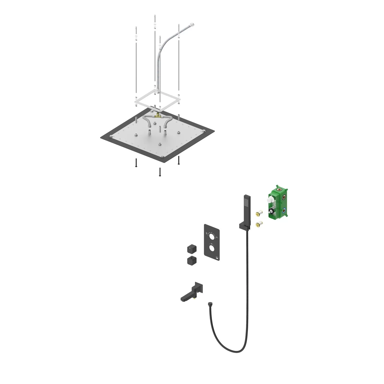 Душевая система встроенная с термостатом Timo Petruma черное золото (SX-5019/18SM)