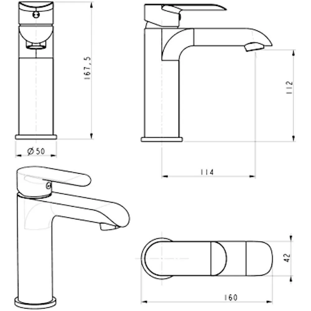 Смеситель для раковины Hansberge H1033W, белый/хром