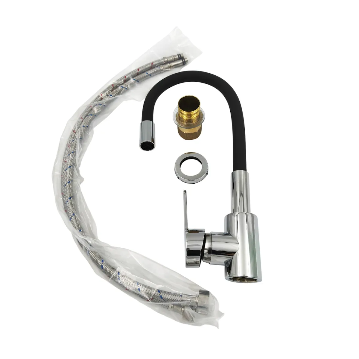 Смеситель для кухни с гибким изливом Maretti Project PC31RGZ32, хром/черный