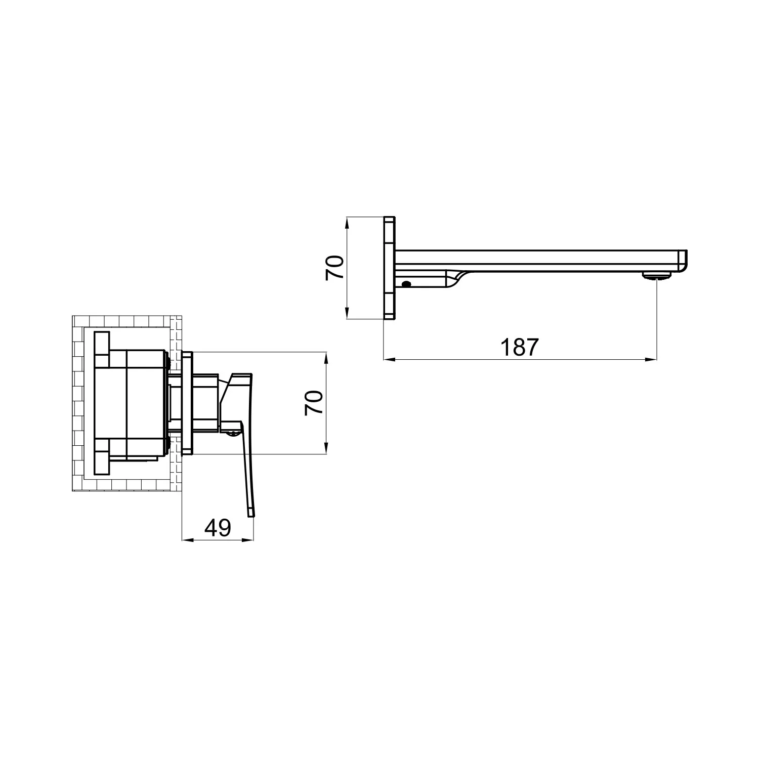 Смеситель для раковины встраиваемый Shevanik S9941H, черный