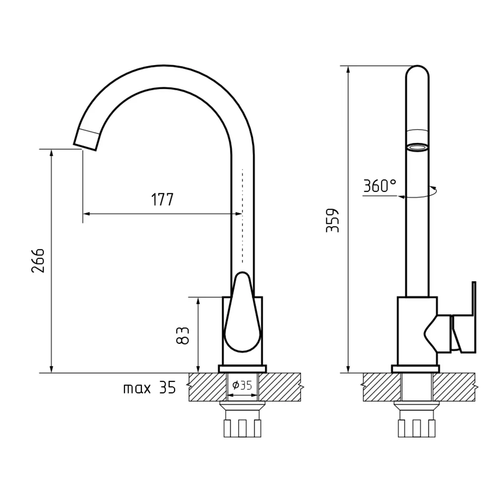 Смеситель для кухни GranFestGF-Z-5412, серый