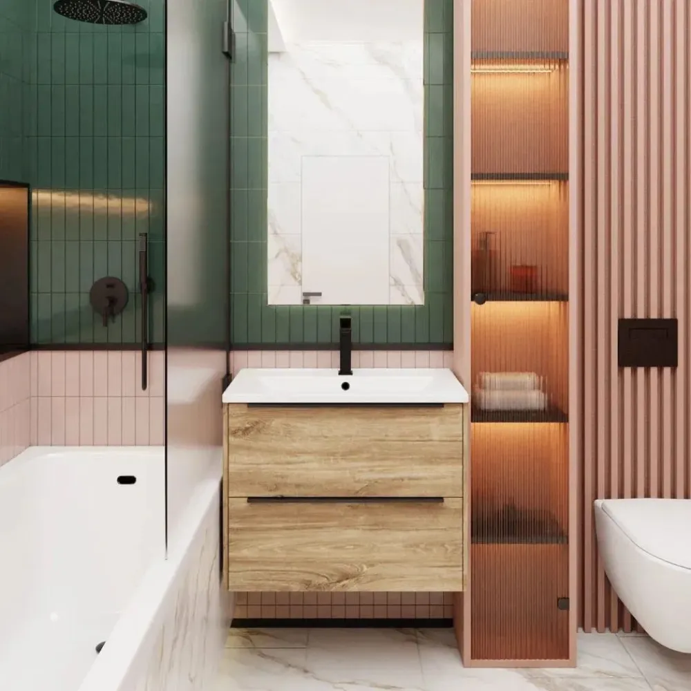 Тумба под раковину подвесная La Fenice Tesoro FNC-01-TES-DKK-80-2, коричневый