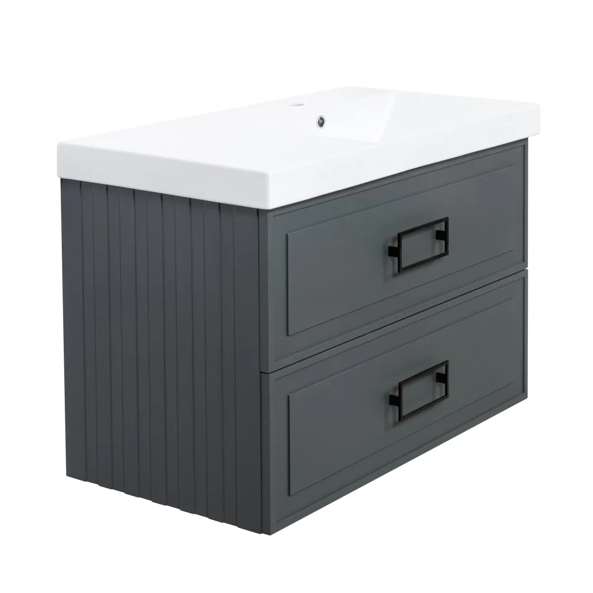 Тумба под раковину подвесная La Fenice Cubo TWIN FNC-01-CUB-G-90-2, серо-зеленая