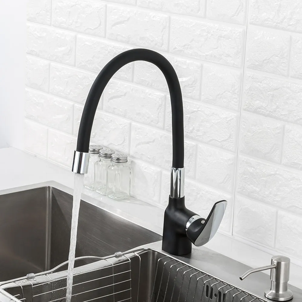 Смеситель для кухни с гибким изливом FRAP F4453-04, черный