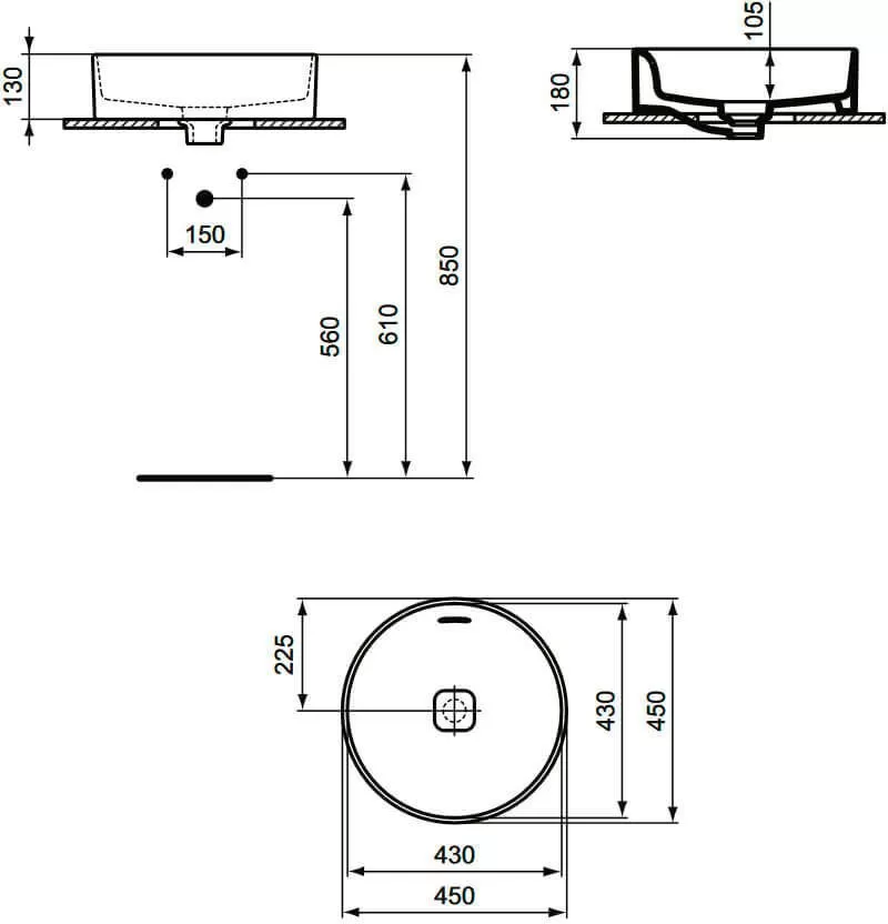 Раковина Ideal Standard Strada 45x45 T296101