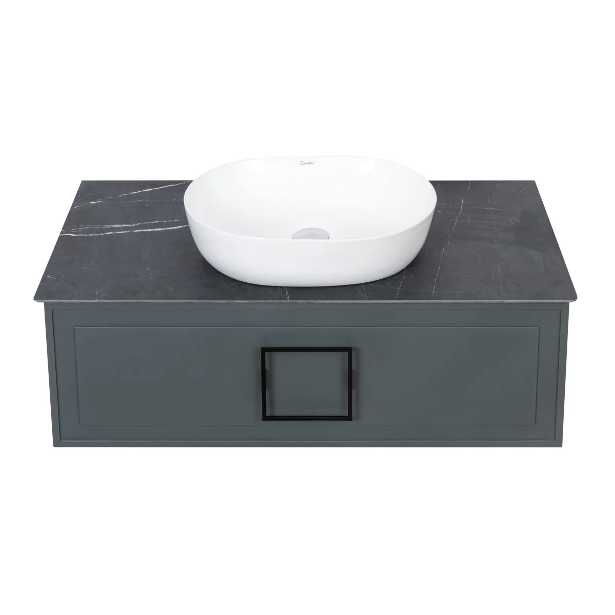 Тумба под раковину подвесная La Fenice Cubo FNC-01-CUB-G-100, серо-зеленая