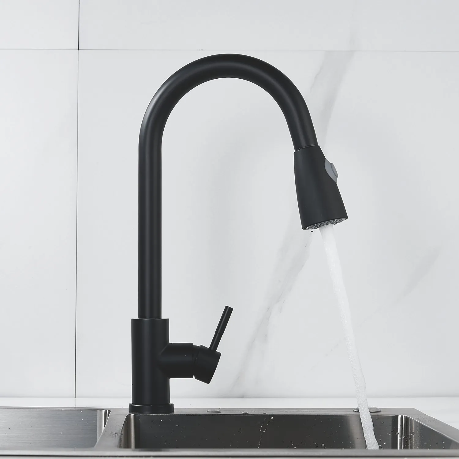 Смеситель для кухни с выдвижным изливом Raffine F213H, черный