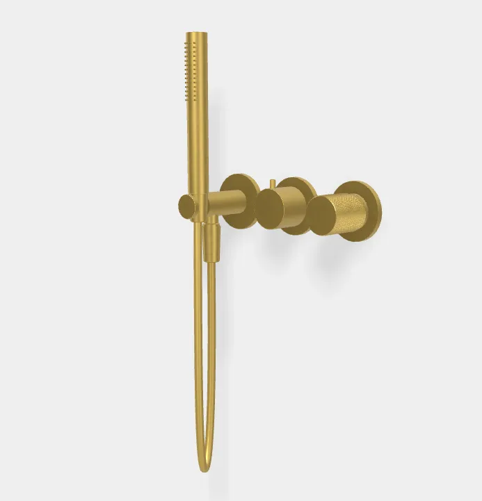 Смеситель для душа Fima Carlo Frattini Spillo Tech, G Collection, на 2 потребителя, брашированное золото (F3049TWX8GOS)