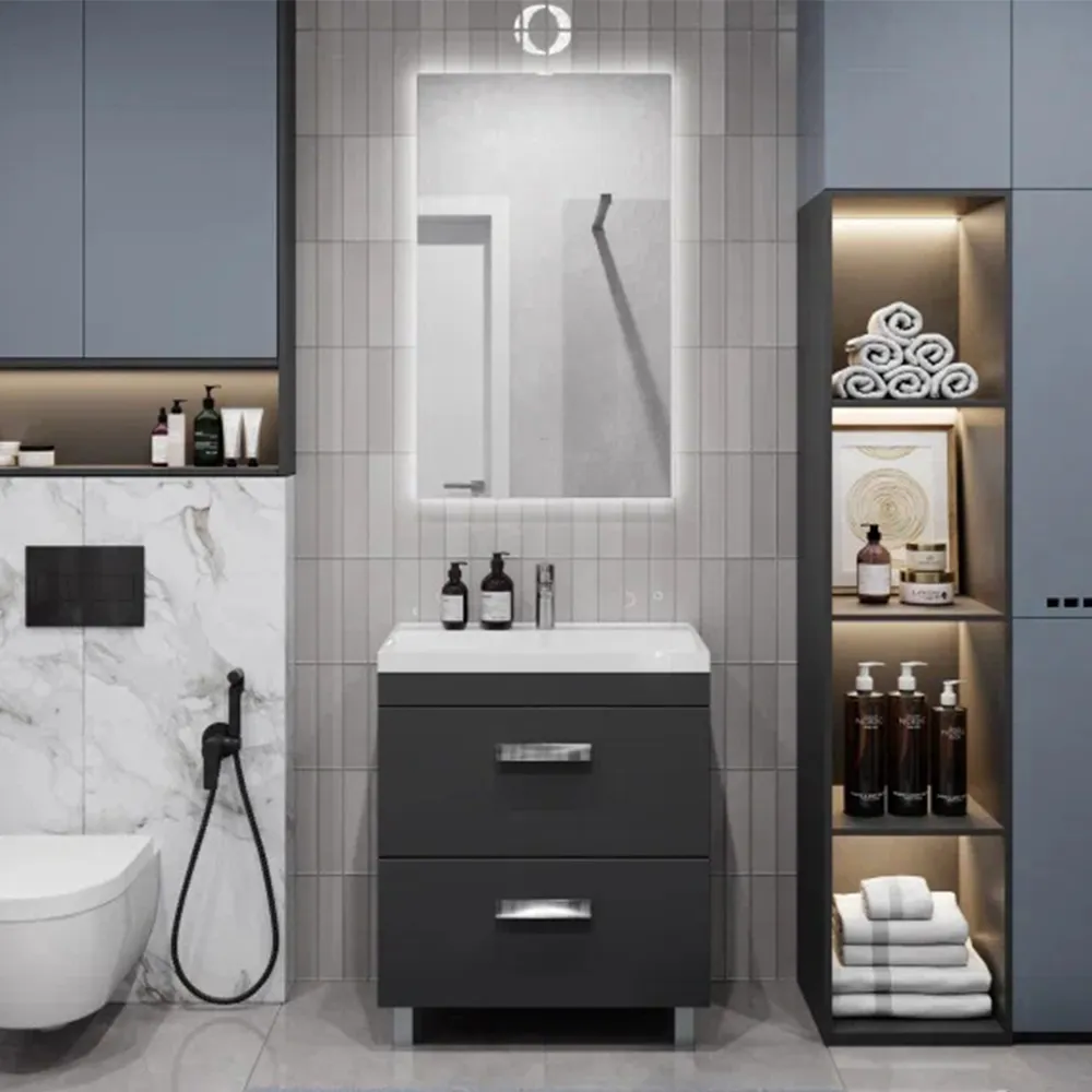 Тумба с раковиной напольная Velvex Orlando tn.ORL.CLA.70.2Y графит, 70 см