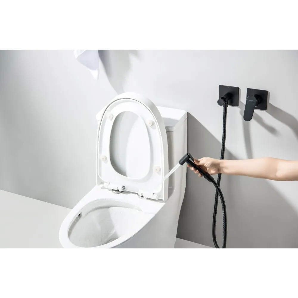 Комплект для гигиенического душа встроенный 2 отв. (смеситель + гигиеническая лейка + шланг) AQUATEK ОБЕРОН, матовый черный AQ1220MB