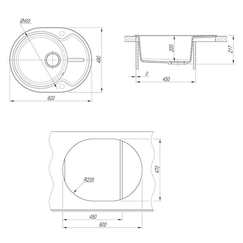 Кухонная мойка Dr. Gans БЕРТА 25.040.B0620.411, графит