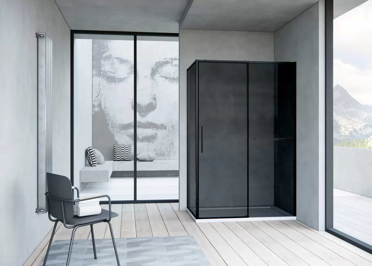 Душевой уголок Vincea Slim Soft (VSR-1SS9012CGB) 1200х900 мм, черный, стекло тонированное