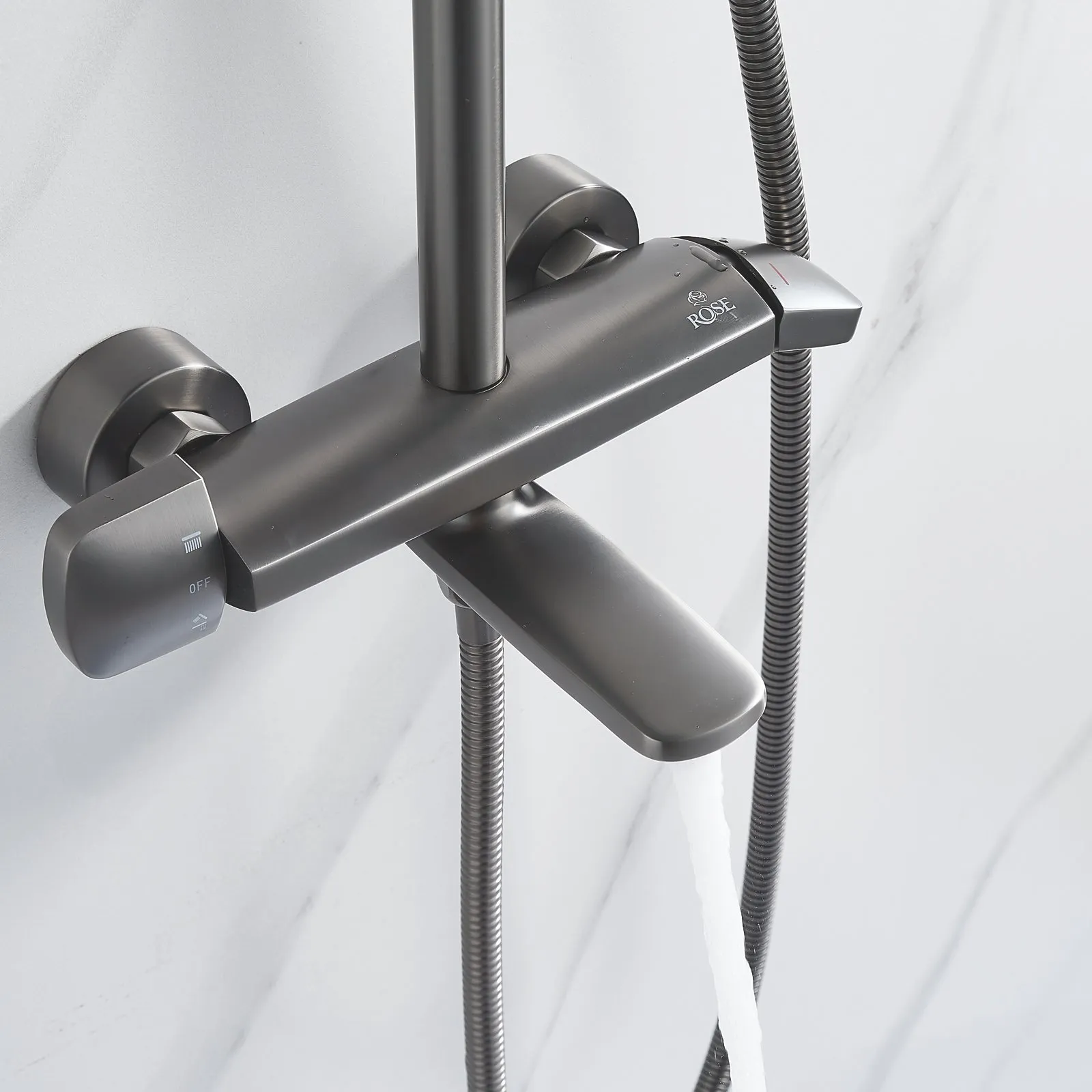 Душевая система Rose R3936T, оружейная сталь