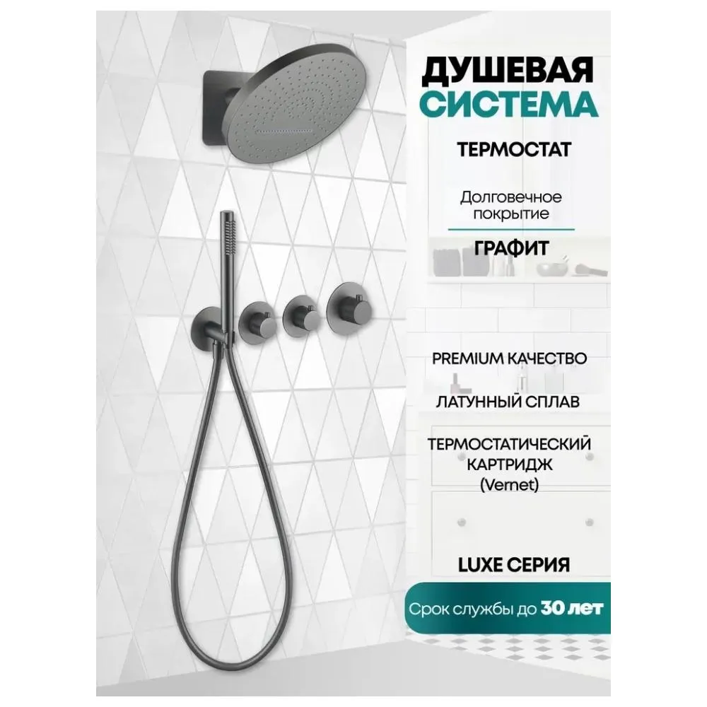 Душевая система встраиваемая (без излива) Grocenberg GB5020BG, графит