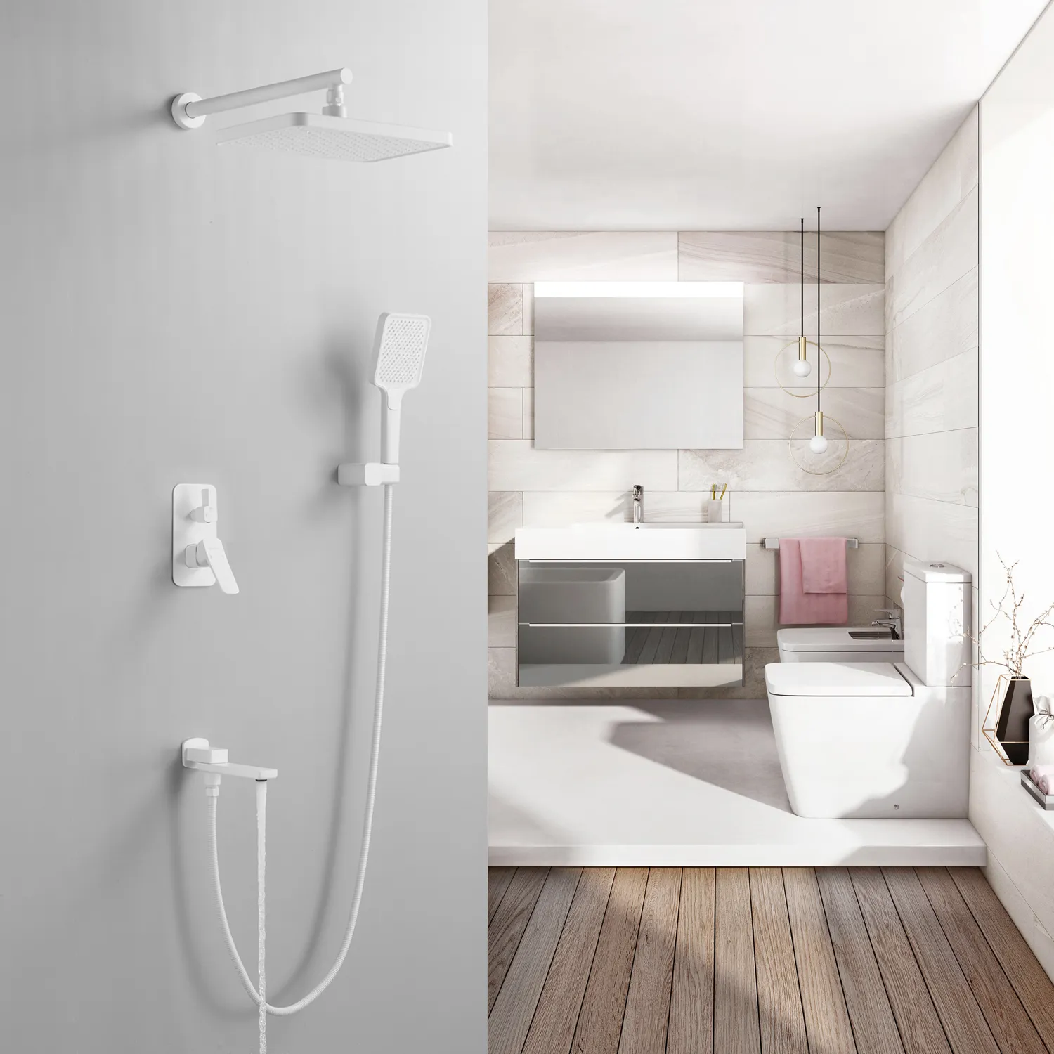 Душевая система встраиваемая Shevanik S9935C, белый