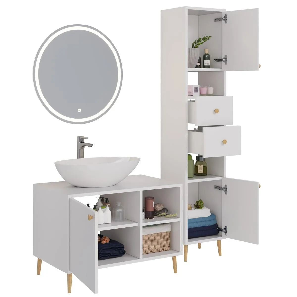 Тумба под раковину напольная Dreja Luno 80 см, белый