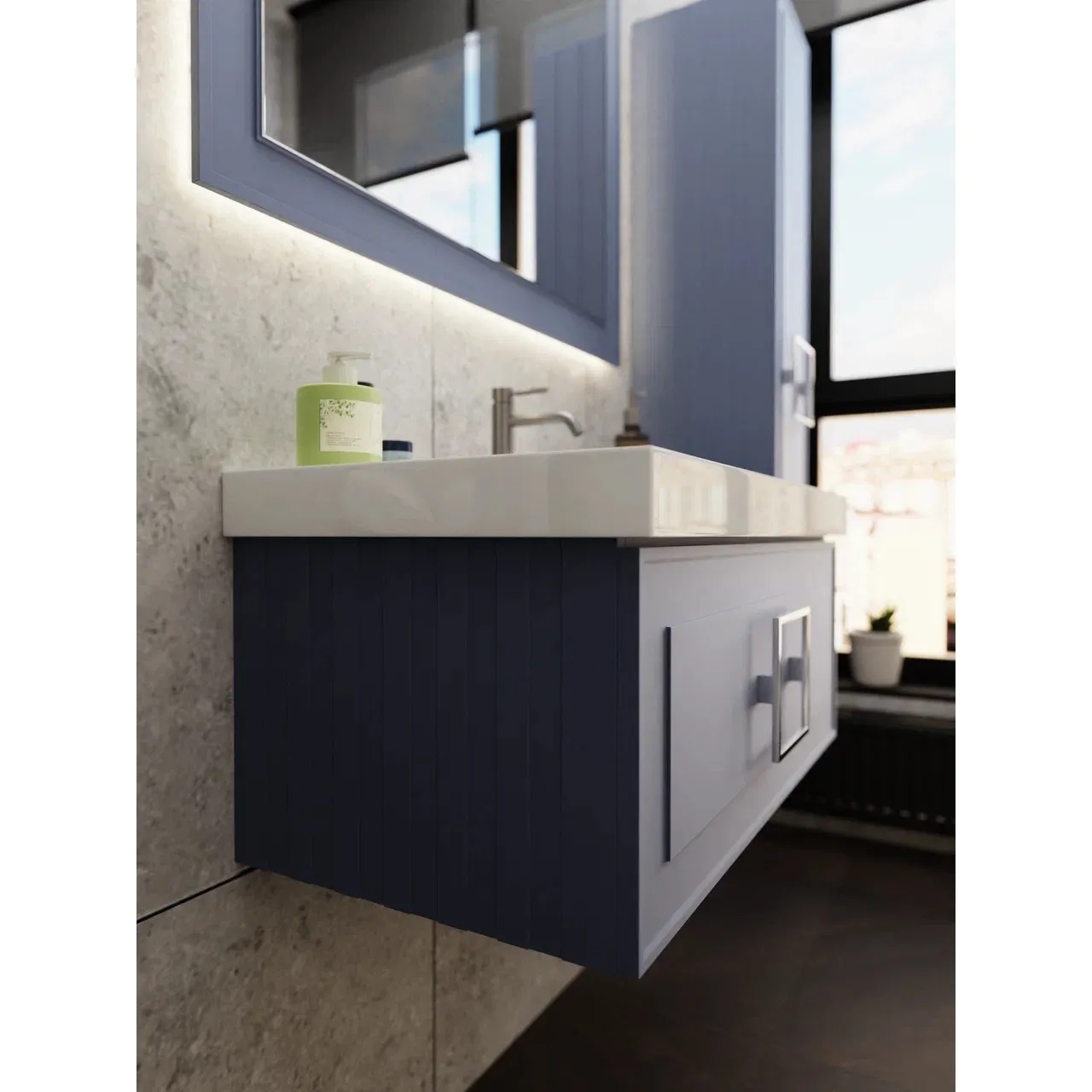 Тумба под раковину подвесная La Fenice Cubo FNC-01-CUB-BG-80, синяя