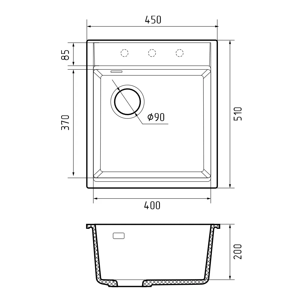 Кухонная мойка Rivelato TESORO TR-455-L, антрацит