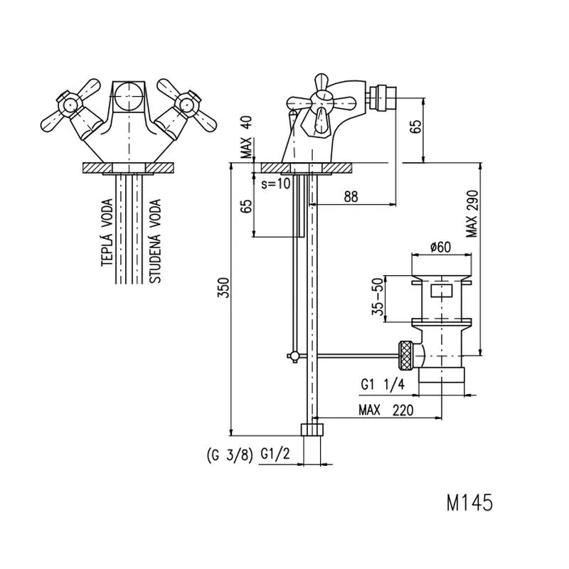 Смеситель для биде Rav Slezak MORAVA MK145.5, хром