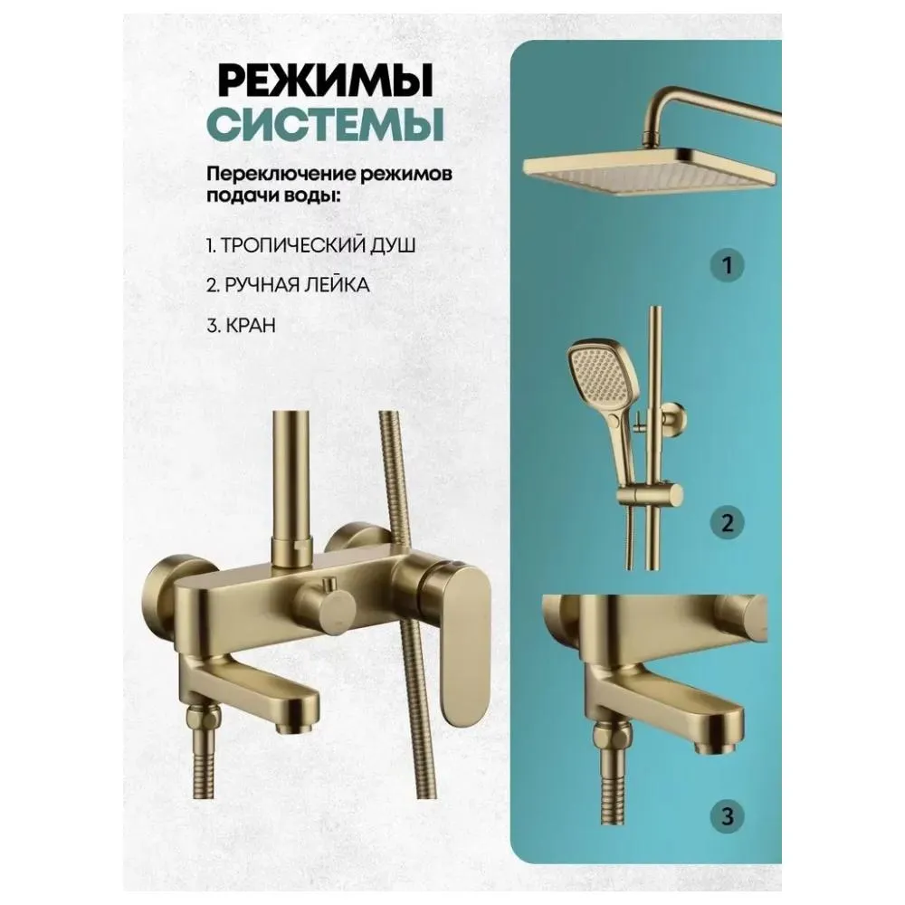 Душевая система Grocenberg GB7011MG, матовое золото