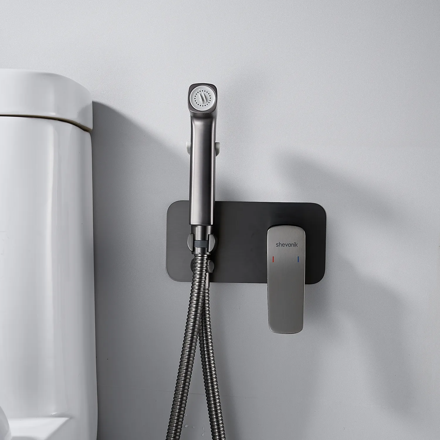 Гигиенический душ со смесителем Shevanik S9905T, оружейная сталь