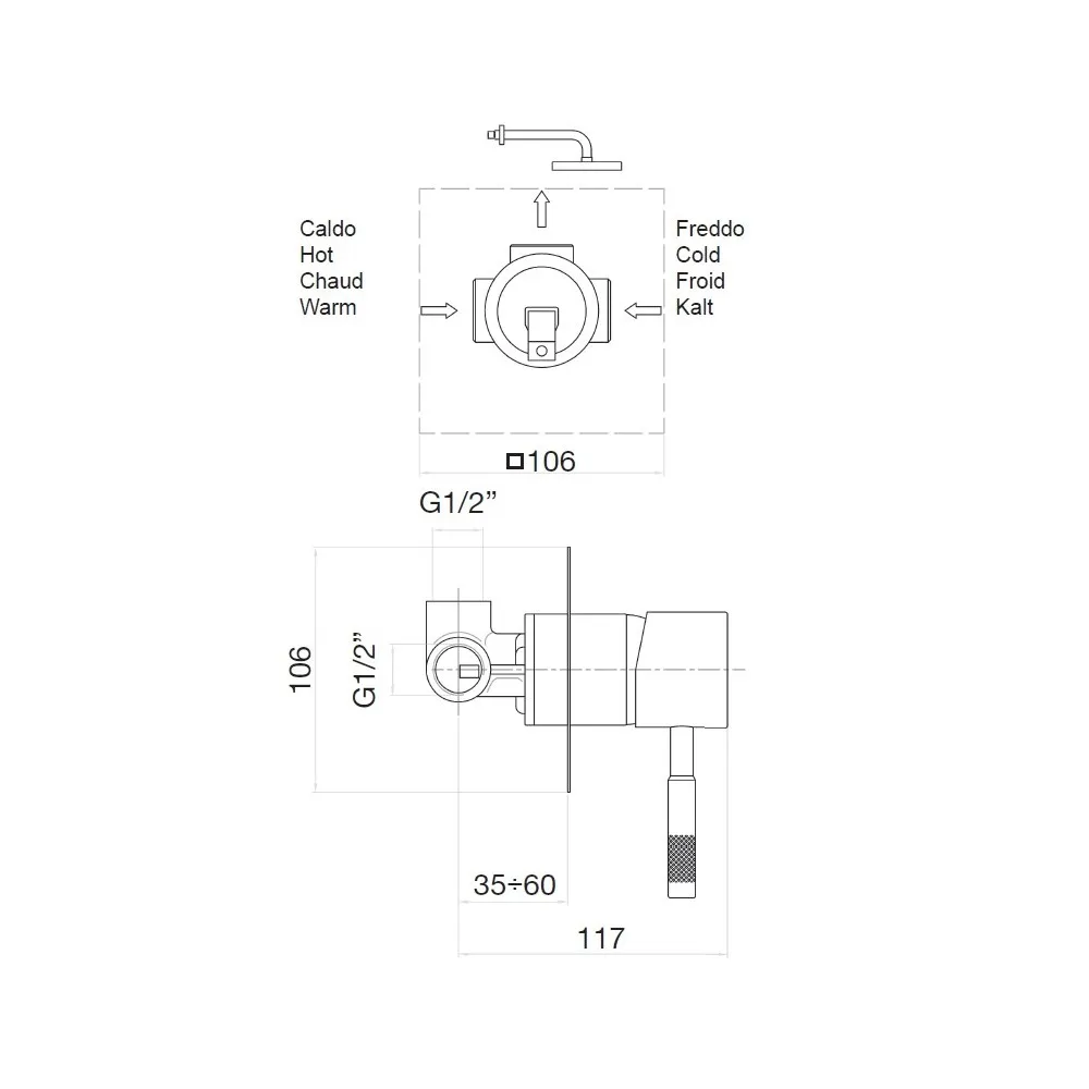 Смеситель для душа встраиваемый Webert Rimini RI880101560, черный