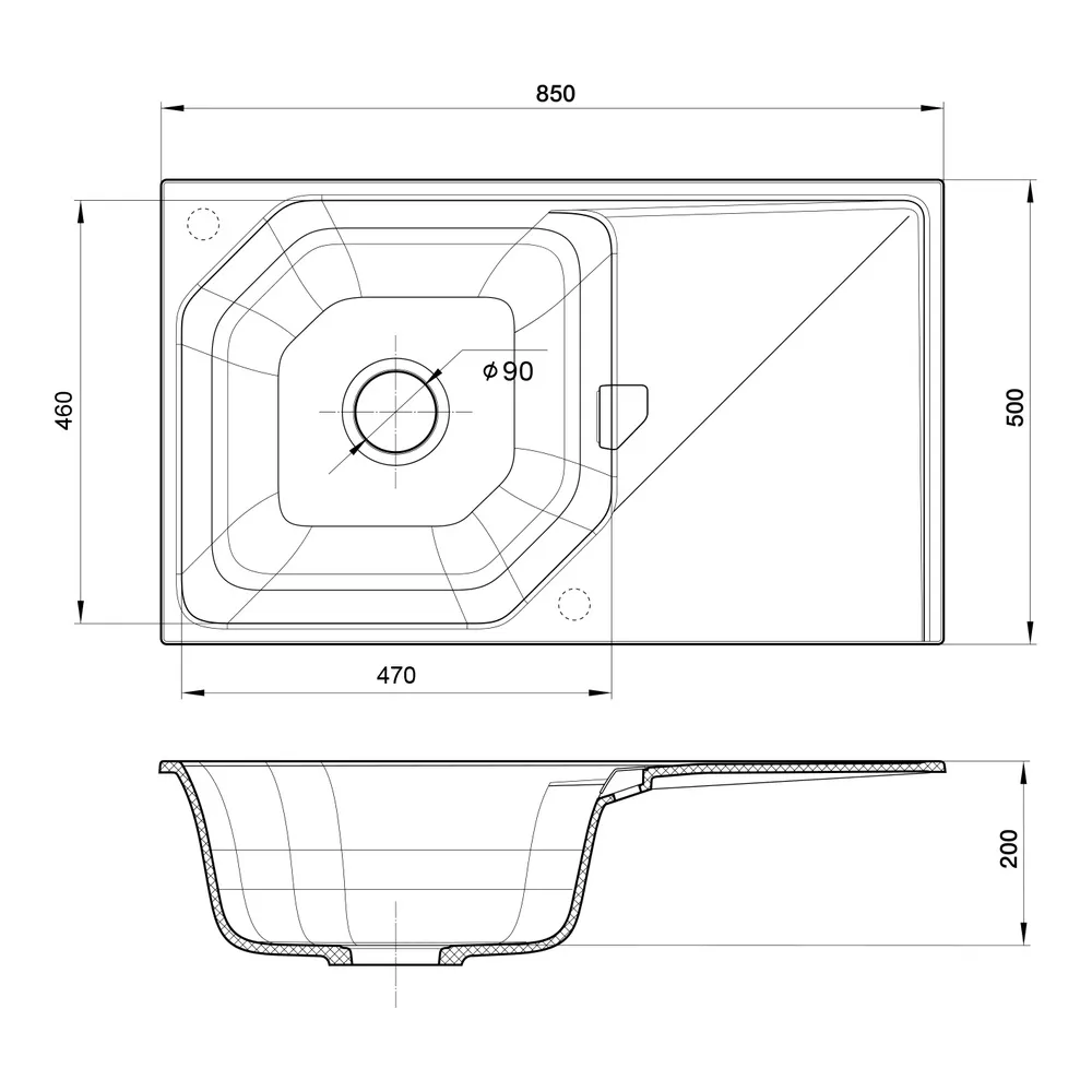 Кухонная мойка Rivelato LOCUS LS-85, темно-бежевый