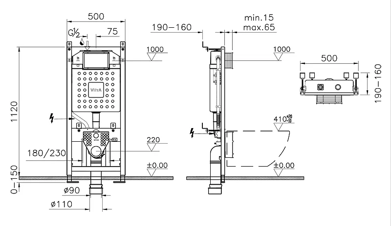 Инсталляция VitrA V12 для унитаза 762-5800-01