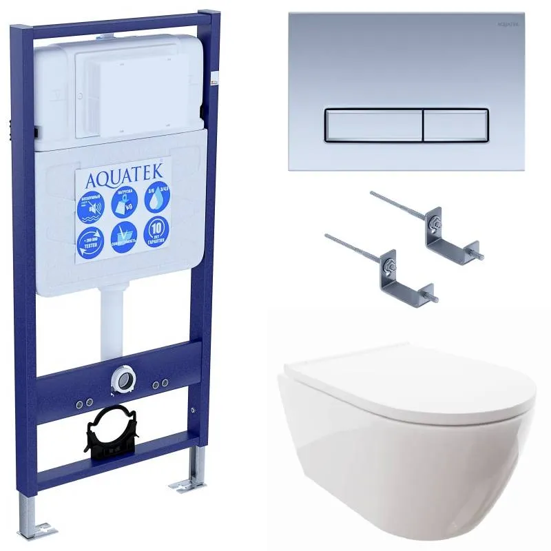 SET AQUATEK ПОЛАРИС (рама AQUATEK Standard INS-0000012+унитаз ПОЛАРИС AQ0700-00 с тонким сиденьем soft-close+ крепеж KKI-0000002 +панель KDI-0000024)