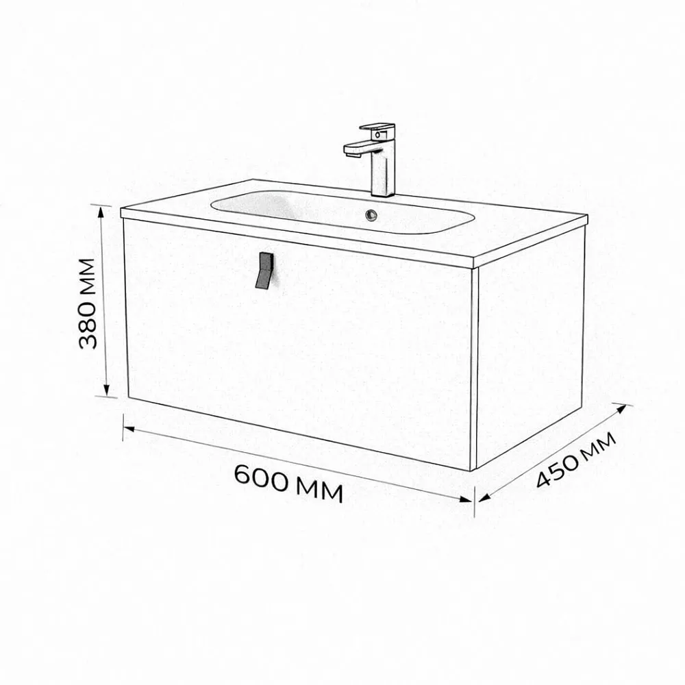 Тумба с раковиной подвесная (60см) Terminus Kontur KON10601200001O, венге/графит