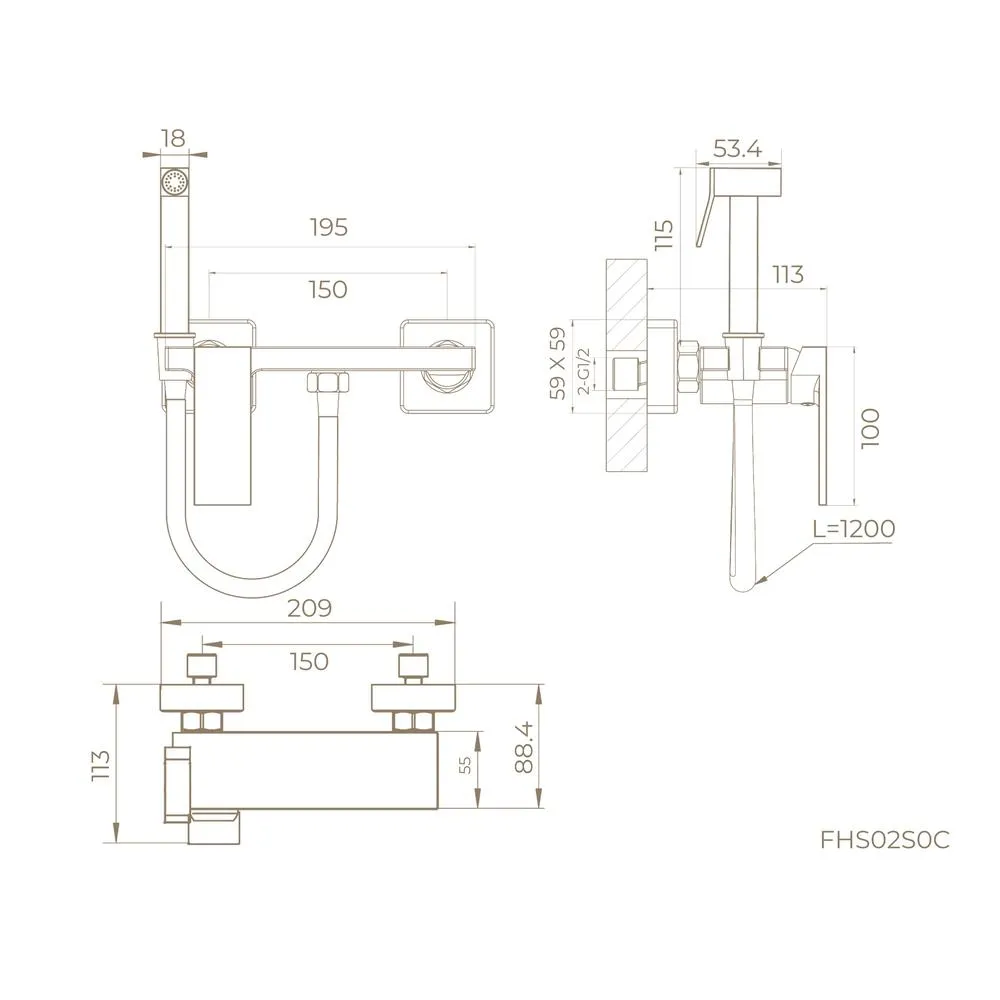 Гигиенический душ со смесителем Knotlor FHS02S0C, хром