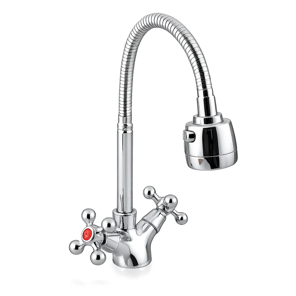 Смеситель для кухни с гибким изливом и режимом душ FRAP F4319, хром