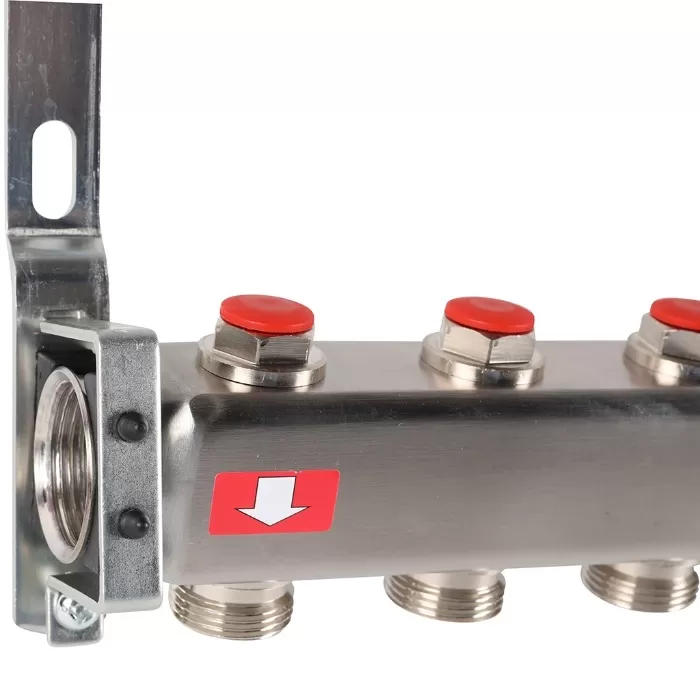 Коллектор Rommer 1"x3/4" на 12 контуров с запорными клапанами (нерж. сталь) (RMS-3200-000012)