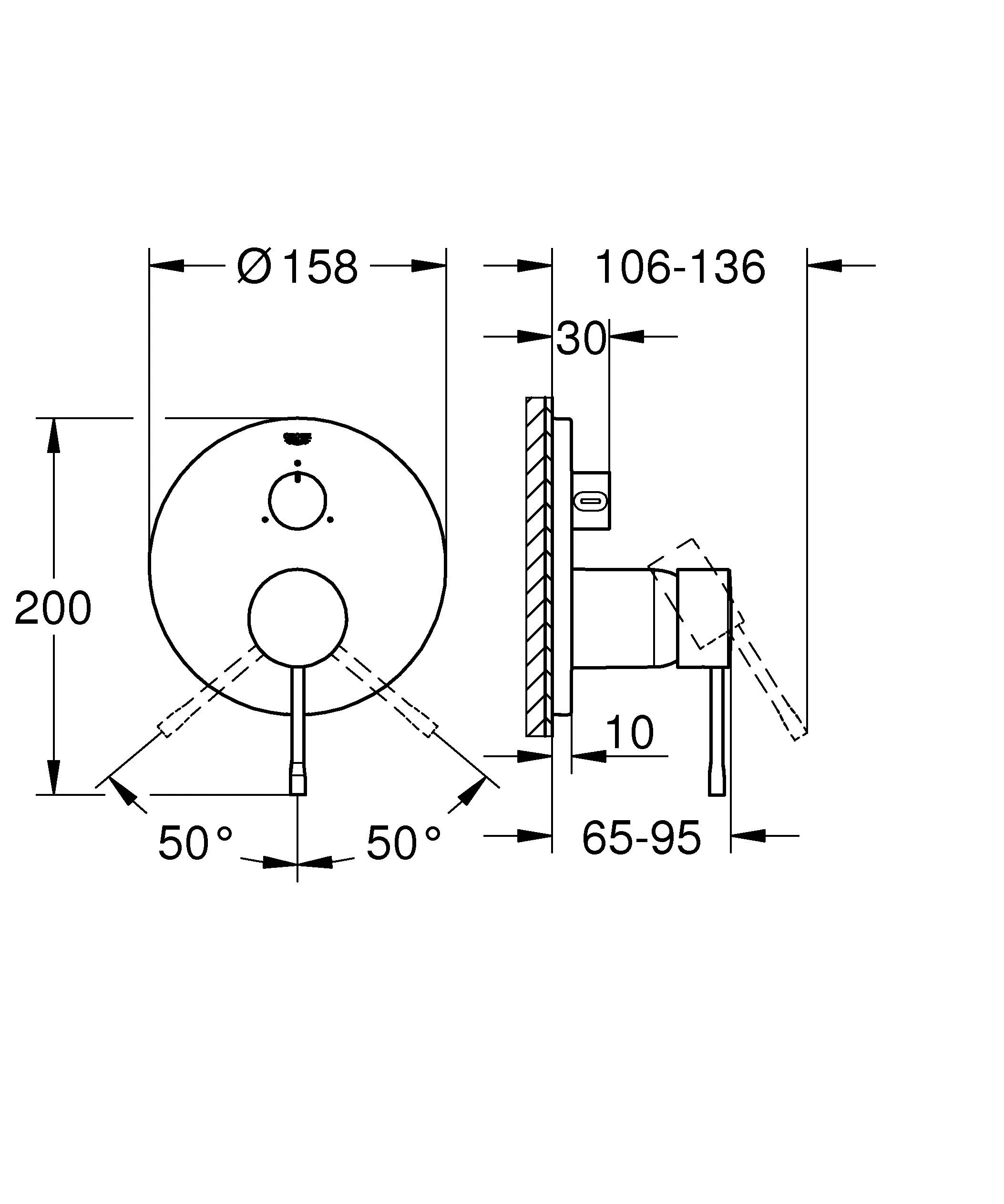 Смеситель для ванны GROHE Essence New встраиваемый без излива, хром (арт. 24092001)