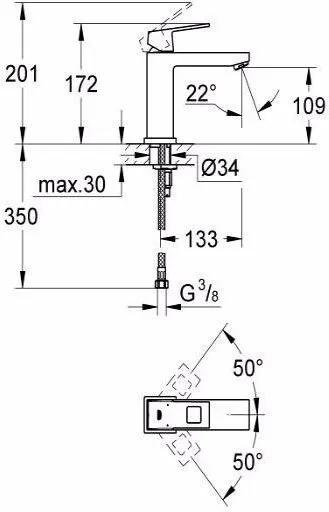 Смеситель для раковины GROHE Eurocube стандартный, хром (арт. 23446000)