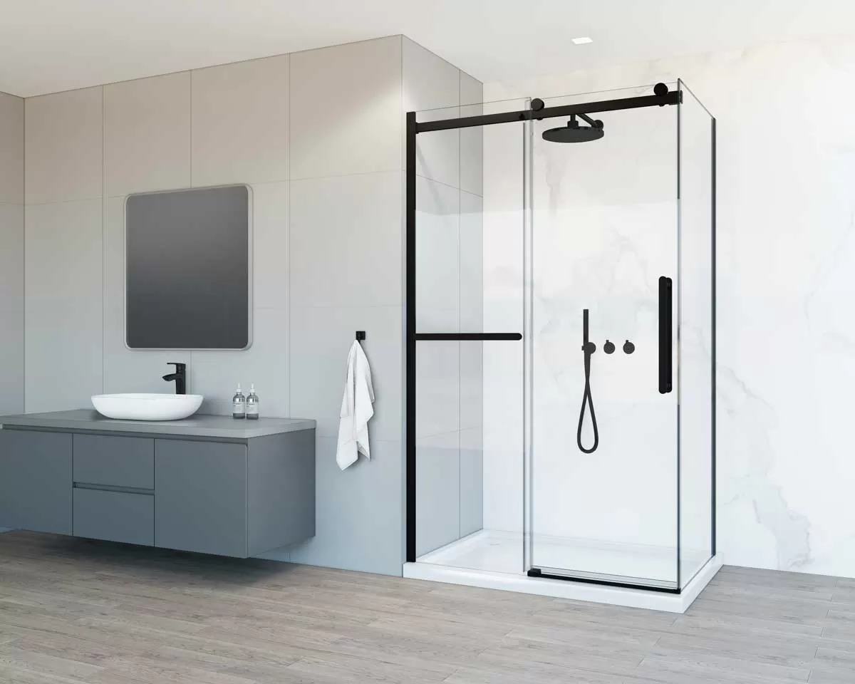 Душевой уголок Vincea Como Soft (VSR-1CS8012CLB) 1200х800 мм, черный, стекло прозрачное