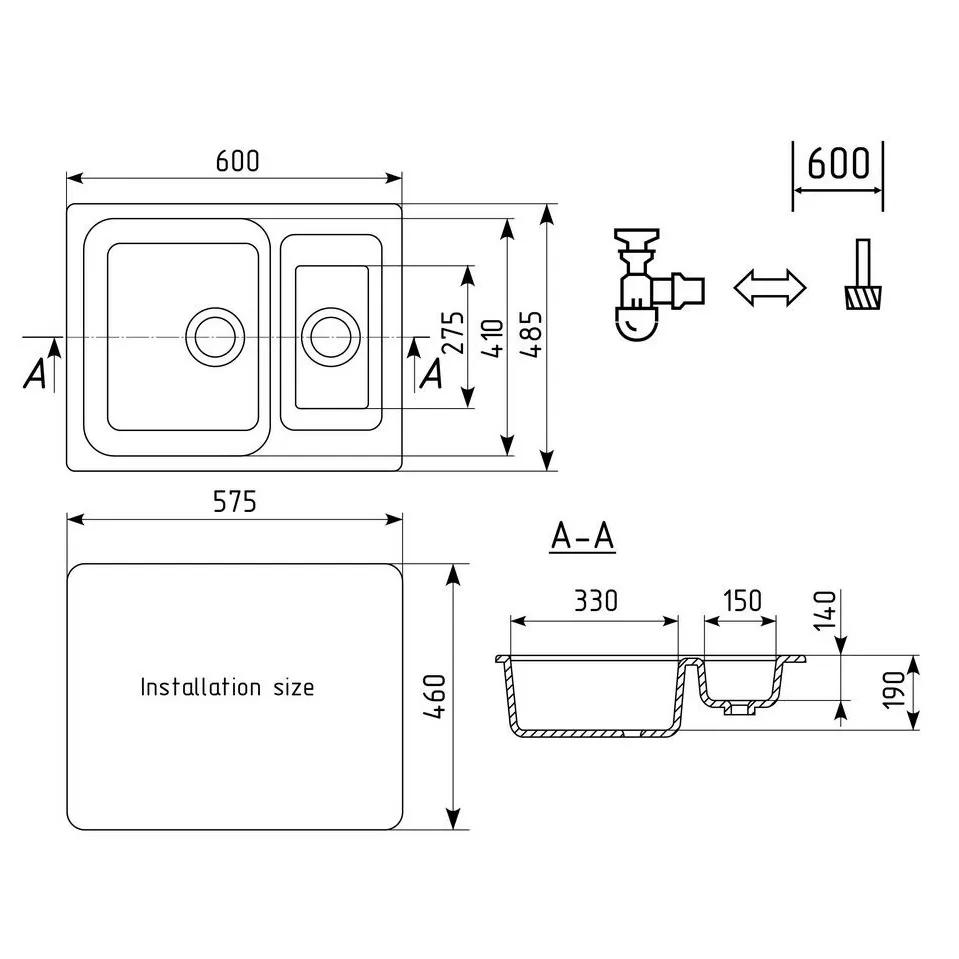 Кухонная мойка Ulgran U-106-343, антрацит